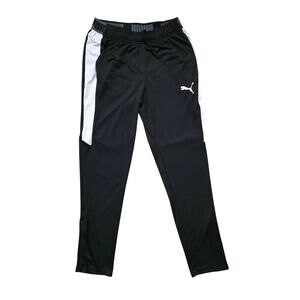 PUMA Speed Track Pants Mens M Black White Athletic Joggers